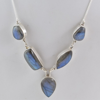 Pure silver blue fire labradorite necklace
